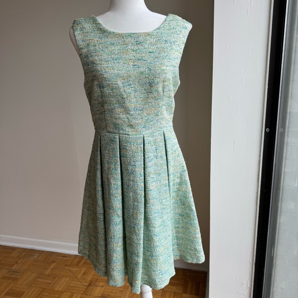 ANTHROPOLOGIE PAPER CROWN Pleated Tweed Dress Med - Picture 2 of 11